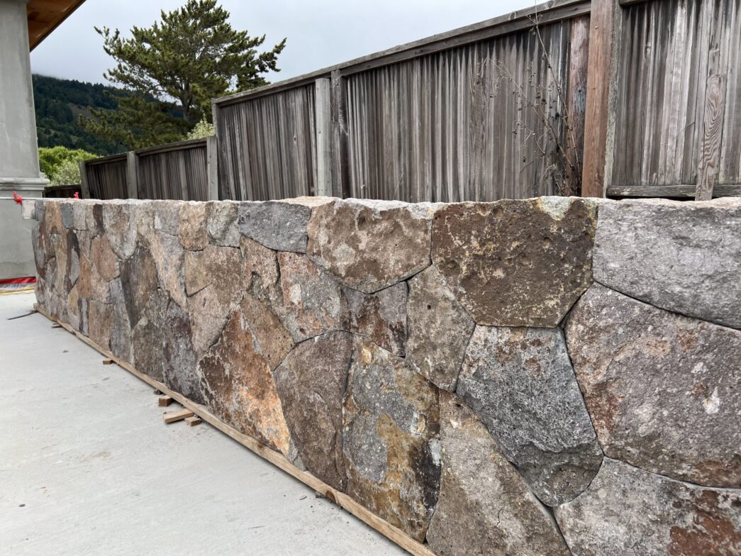 Natural stone retaining wall